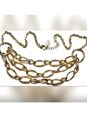 Vtg Necklace  Charming Charlie Multi Chain Large Bib 18"-20"